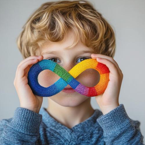 ילד מחזיק סמל של אפיניטי צבעוני